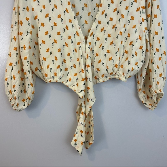 Faithful The Brand La Guardia Floral Cropped Tie-Front Crepe To Size 4 - Picture 13 of 16